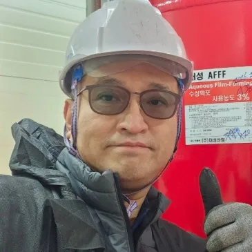 수성막포 AFFF 약제 라벨 현장 사진